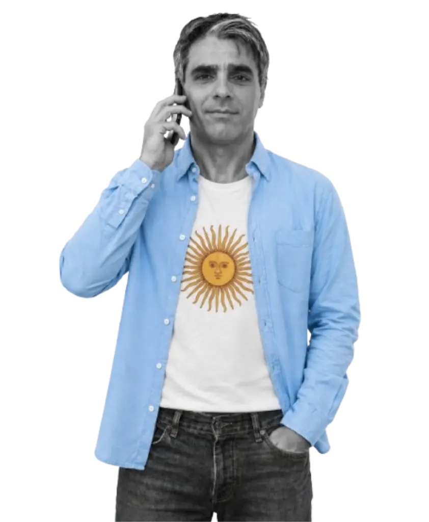 Photo of Sergio talking on the phone