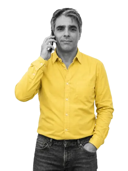 Photo of Sergio talking on the phone